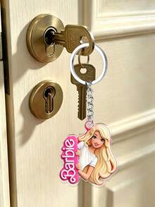 MASSDI Acrylic Portrait Keychain, Pink Border Figure Key Pendant, Lightweight Flat Design, Anti-Scratch Surface, Solid Metal Key Ring, Perfect For Handbag Decoration, Luggage Charm, Birthday Party Favors,Daily Key Accessory And Themed Gathering Gifts - Multiple Styles - View 7