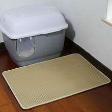 Anti-Splash Double Layer EVA Cat Litter Mat, Double Layer Honeycomb Design Pet Cage Cleaning Mat Waterproof Urine-Proof Cat Litter Collection Mat, Cat Litter Box Mat, Cat Supplies, Dog Supplies, Rabbit Supplies, Halloween Christmas Decoration Please Measure Cat Litter Box Size Accurately And Refer To Size Chart Before Purchase - Black - View 20