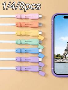 1/4/8pcs USB-C Charging Cable Protector, Anti-Breakage Protective Shell, Suitable For Smartphones, Tablets And Laptops, Compatible With USB-C Charging Cables And Data Cables - A - View 1