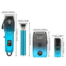 LQT Household Grooming Kit(2pcs/3pcs/4pcs), Cordless Rechargeable Hair Clipper & T‑Blade Trimmer & Foil Shaver & Nose Hair Trimmer, LED Digital Display, With Multiple Guide Combs, USB-C Charging, Christmas Holiday Gift For Men - View 3