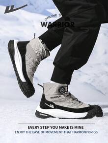 Warrior Comfortable Street Style Snow Boots For Men Autumn And Winter Comfortable Running All-Day Wear Training Sneakers Warm Fleece-Lined Sneakers - Gray/Black - View 3