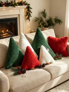 1pc Christmas Tree Throw Pillows, Squishy Plush Cushion Ornaments, Christmas Tree Pattern, Multicolor Style, All‑Season Use, Festive Home Style, For Adults, For Sofa Couch Bedroom Living Room Holiday Decor Occasions - Multiple Styles - View 7