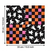 20/40/60PCS Halloween Napkins, Cute Ghost & Colorful Checkered Paper Napkins, 2-Ply Disposable Halloween Party Supplies For Table Decor - Halloween Napkins - View 2