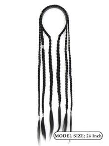 Women's Bohemian-Style Braided Headband, Braided Headband With Silver Accessories, Festive Party Cosplay Hair Accessory - Multicolor - View 6
