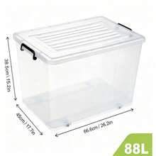 2pcs/1pc Clear Plastic Storage Box With Lid, Stackable Storage Bin With Wheels & Locking Handles, Transparent Organizer Container,Durable,Space Saving Organizer Container For Clothes  Books, 6 Sizes, Transparent/Black - Style A-transparent - View 26