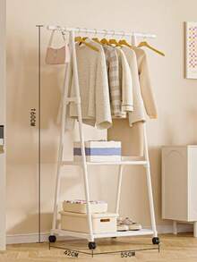 1pc Triangle Floor Standing Clothes Rack, Movable Vertical Floor Garment Rack, Living Room Storage Rack, Bedroom Clothes Rack - Multicolor - View 10