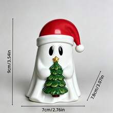 Christmas Ghost Resin Statue, Cute Christmas Hat Ghost Statue, Desktop Decoration With Gift Box And Mini Christmas Tree, Christmas Family Table Stand Decoration - Christmas Ghost Ornament - View 2