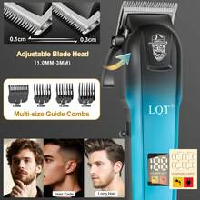 LQT Household Grooming Kit(2pcs/3pcs/4pcs), Cordless Rechargeable Hair Clipper & T‑Blade Trimmer & Foil Shaver & Nose Hair Trimmer, LED Digital Display, With Multiple Guide Combs, USB-C Charging, Christmas Holiday Gift For Men - View 7