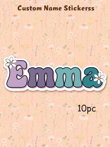 10pcs Custom Name Sticker,Retro Custom Name Decal For Water Bottles, Journals, Tablet, Mugs, Pencil Pouch, Customized Sticker Back To School Stationery Accessory - Multicolor - View 13