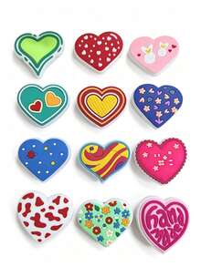 12‑Piece Passion Heartbeat Shoe Charms. Warm Heart‑Felt Vibe Shoe Pins, Easy To Install And Remove. Create Unique Shoe Looks - Multicolor - View 8
