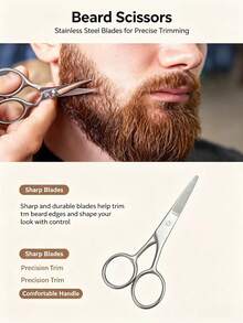 Men's Beard Grooming Kit With Beard Comb, Boar Bristle Care Brush, Beauty Scissors And Travel Storage Bag - Beard Comb + brush - View 3