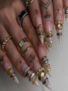 15 Styles 3D Chain Silicone Nail Mold, Multi‑Pattern Mini Gold‑Look Chain Resin Mould, Star Heart Cross O‑Bead Chain Nail Charm Making Tool, DIY Luxury Chain Nail Charms Manicure Tools - Multicolor - View 6