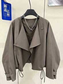 2026 Spring Autumn New Arrival Collared Long Sleeve Cardigan Jacket, Lightweight Design Short Windbreaker Top Summer - Brown - View 3