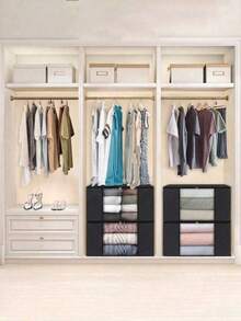 Hộp lưu trữ tủ quần áo gấp gọn có tay cầm gia cố, túi lưu trữ dung tích lớn cho quần áo, chăn ga, chăn, đồ chơi, di chuyển và sắp xếp hàng ngày, mùa tựu trường, phụ kiện thiết yếu cho phòng ngủ và phòng tắm trong nhà - màu đen - Xem 7