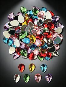 Shiny Teardrop Flat‑Back Acrylic Rhinestones, 60/120/240Pcs Multi‑Purpose DIY Decor For Hair Clips, Garment & Handbag Craft Projects - Multicolor - View 2