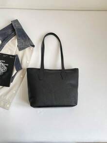 Large Capacity Tote Bag For Women, New Fashion Versatile Commuter Shoulder Bag - Black - View 9