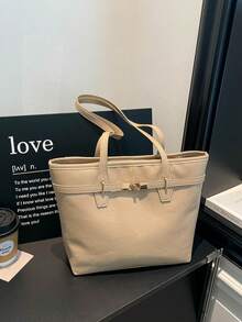 Large Capacity Handbag For Women, New Fashion Versatile Commuter Shoulder Tote Bag - Khaki - View 5