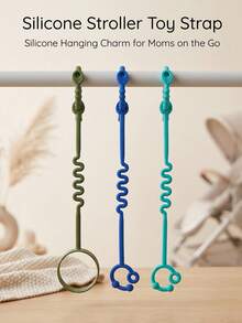 3pcs Silicone Adjustable Stroller-Baby Toy Anti-Loss Straps, Baby Teether Toy And Straw Cup Holder Anti-Loss Straps, Baby Toys, Suitable For Strollers, High Chairs, Car Seats - Multicolor - View 8