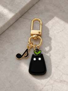 1 buah/Beberapa buah Gantungan Kunci Liontin Kucing Tetesan Minyak Paduan Logam Unisex Aksesori Elemen Musik Gantungan Tas Lucu - Hitam - View 6