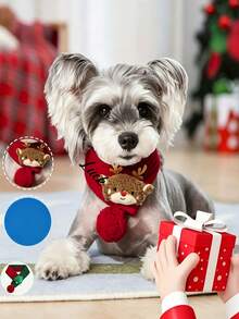 Custom Knitted Winter Pet Christmas Scarf With Pom Pom, Soft & Warm Cat Dog Shawl, Red & Green Color With White Trim, Machine Washable Filling, Suitable For Small & Medium Pets, New Year Pet Neck Accessory, Cat Christmas Decoration - Multicolor - View 6