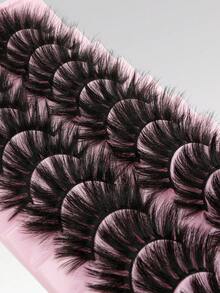 10 Pairs Thick Fluffy Dramatic False Eyelashes, Handmade Strip Lashes Suitable For Women's Daily Wear - Black - View 6