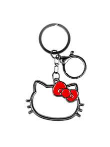 Gantungan Kunci Hello Kitty Sanrio untuk Pembuatan Perhiasan, Gantungan Kunci Kepala Kucing Paduan Logam dengan Pita, Gantungan Kunci Logam Lucu untuk Wanita, Aksesoris Tas Dompet Ransel - Pesona - View 10