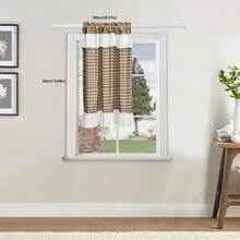 1pc Cloud Lace Plaid Curtain, Multi-Color Selection, Soft Lace Design For Minimalist Elegant Home Decor - Brown - View 3