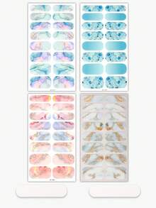 4Pcs Marble-Patterned Nail Wraps, Autumn Gradient Glitter Self-Adhesive Nail Stickers, Easy To Apply, Perfect For Women's Trips DIY Nail Art Stickers. - Multicolor - View 6