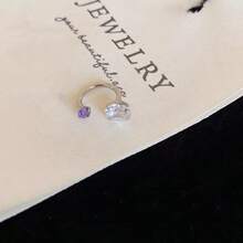 1pc Colorful Sparkling Zirconia Women's Luxury Versatile Elegant Exquisite Ear Piercing Earrings Wholesale - Silver - View 12