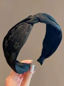 1/2PCS Vintage Floral Print Knotted Wide Headband, Korean Style Elegant Fashion Versatile Hair Accessory For Women - Multicolor - View 8