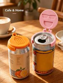 1pc Portable Can Lid Protector, Dust-Proof Sealing Cover, Suitable For Carbonated Drinks, Beer And Soft Drink Cans, Reusable Flip-Top Hygienic Can Lid, Fun Cartoon Design, Suitable For Kitchen, Home, Cafe, Restaurant, Party, Picnic And Travel. - Multicolor - View 6