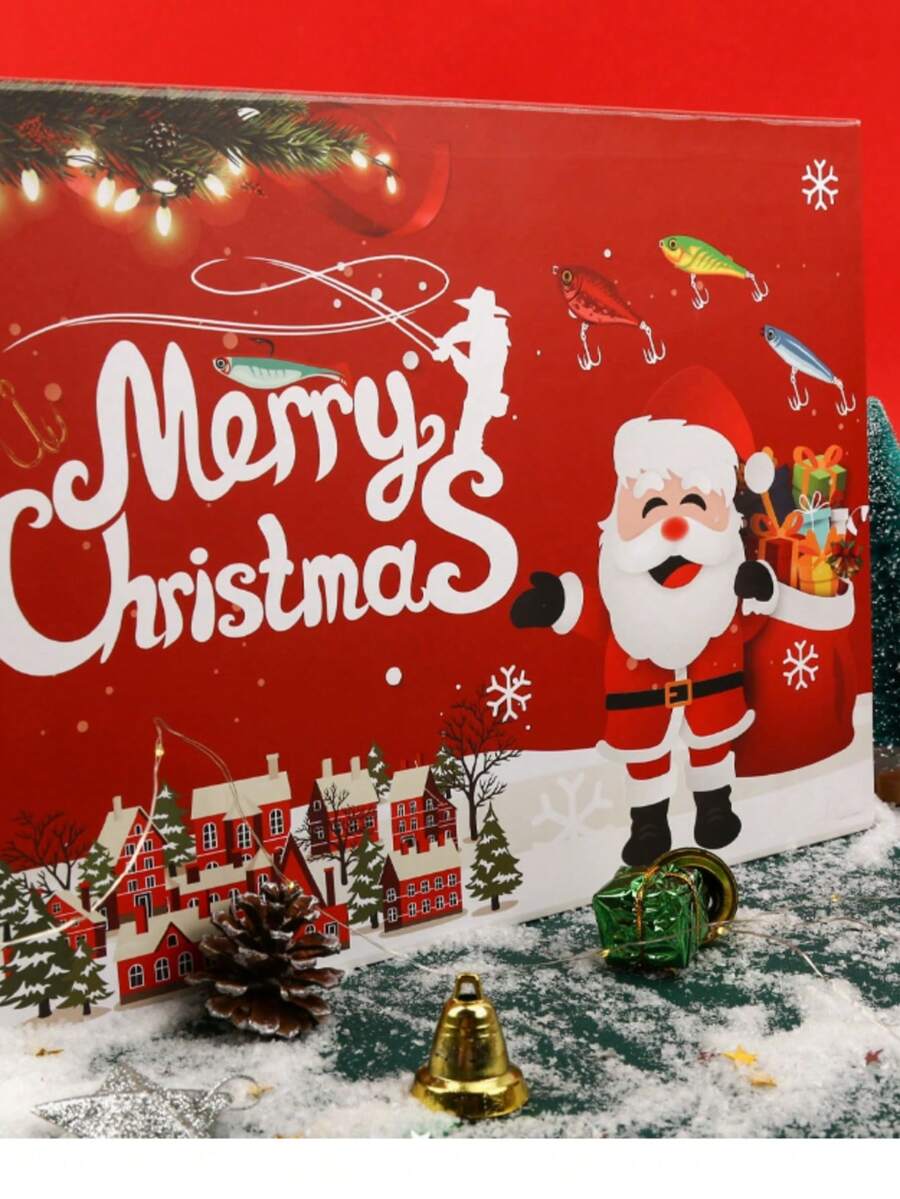 2 قطعة طقم طعوم صيد عيد الميلاد 24 قطعة، طقم طعوم سمك اصطناعية ناعمة مع خطافات، إكسسوارات صيد سمك الباس الملونة للصيادين في الهواء الطلق - متعدد الألوان - مشاهدة 1