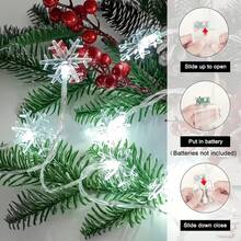 1pc 1.5/3/6m Warm White Christmas String Lights, LED Snowflake Battery Powered, Suitable For Living Room And Other Indoor Home Decor, Christmas, Thanksgiving, New Year Party, Winter And Gatherings (Battery Not Included) - Snowflake - View 6