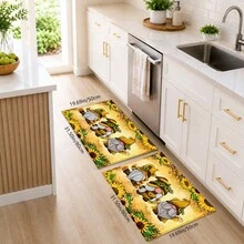 1pc Sunflower Gnome Print Faux Wool Rug, Cute Country Gnome And Sunflower Floral Pattern Carpet, Farmhouse Style Home Decor, Suitable For Entryway, Kitchen, Living Room, Bedroom - Multicolor - View 9