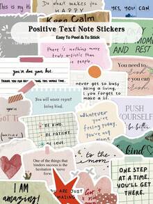 50pcs Positive Text Note Stickers For Holiday Gifts Party & Home Decor Class Reward Birthday Gift Suitcase, Laptop, Scrapbook Phone Case Decorations DIY Doodle Stickers - A - View 1