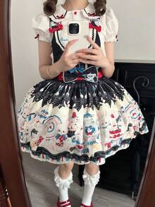 1 chiếc váy Lolita in họa tiết thỏ ngọt ngào dễ thương, phù hợp cho tiệc lễ hội và biểu diễn, phù hợp cho mọi lễ hội, quà tặng Valentine, mặc hàng ngày và dịp lễ, chỉ bao gồm váy - Nhiều màu - Xem 5