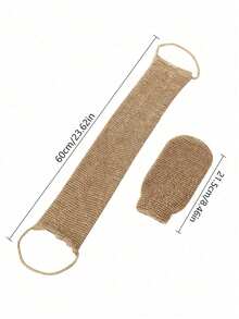 2pcs Natural Exfoliating Set (Exfoliating Strip + Glove), 100% Fiber Back Scrubbing Strip, Natural Exfoliating Back Scrubbing Belt, Unisex Long Bath Sponge, Makes Skin Smoother And Cleaner, Multi-Functional Exfoliating Face Towel - Multicolor - View 7