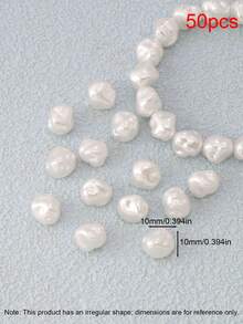 50pcs White Faux Pearl Beads Irregular Loose Spacer Beads Pendant For Jewelry Making DIY Bracelets Necklaces Accessories - Pearl - View 33