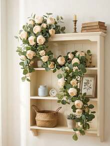 2 buah Kain Sutra 1,8M Motif Bunga Peony Besar - Krem - View 10