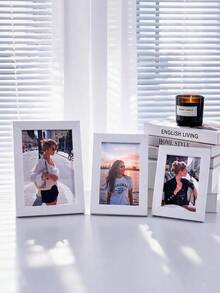 1/3pcs Minimalist White Photo Frame, Tabletop Display Picture Frame For Home Bedroom Living Room Decor, Desktop Photo Holder For Family Photo Portrait Gift - White - View 4