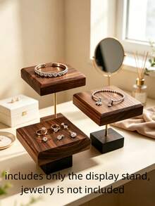 Walnut Floating Display Stand, Storage Rack For Jewelry, Cosmetics, Perfume, Dolls, Models, Desktop Display, Photography Props, Available In Small, Medium, Large Sizes - Multicolor - View 2