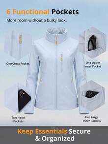 CAMEL CROWN Women's Hooded Softshell Jacket, Outdoor Fashionable & Comfortable, Water-Resistant, Durable, Lightweight, Suitable For Hiking & Climbing - Distant Mountain Blue - View 7