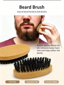 Men's Beard Grooming Kit With Beard Comb, Boar Bristle Care Brush, Beauty Scissors And Travel Storage Bag - Beard Comb + brush - View 9