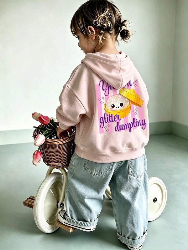 Young Girl Hooded Pullover Sweatshirt, Long Sleeve Soft Casual Hoodie, Young Girl Fall Winter Daily Tops