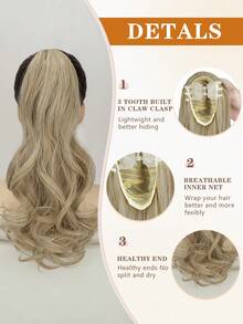 nimoki 16 Inch Wavy Ponytail Hair Extension Elegant Gripper Heat-Resistant Fiber Synthetic Suitable For Women's Parties And Daily Use - Multicolor - View 2