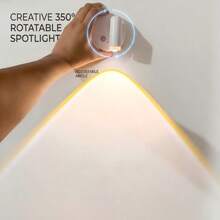 USB Rechargeable Magnetic Wall-Mounted LED Spotlight With 350° Rotation, Three-Color Dimming, Motion Sensor, And No-Drill Installation. Suitable For Bedrooms, Living Rooms, Picture Hanging, Plants, Artwork, Hallways, And As A Halloween/Christmas - Multi-color - View 11
