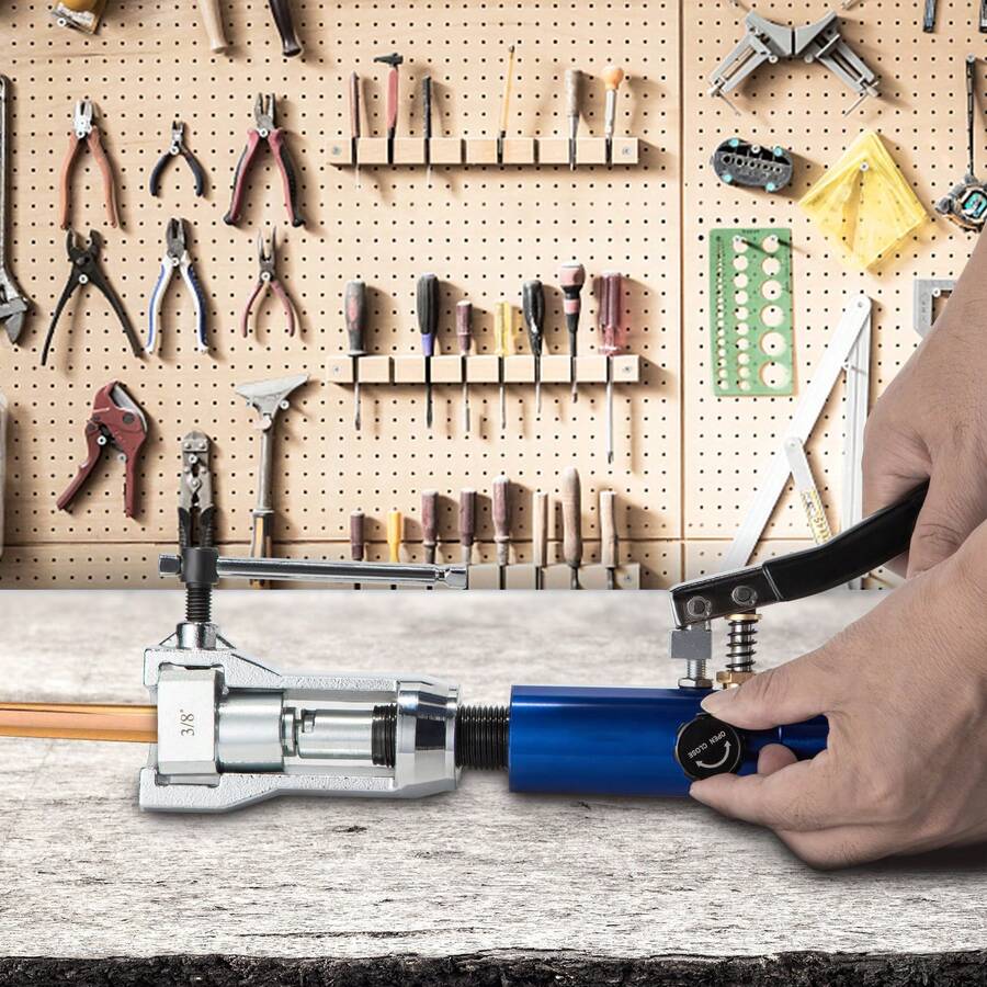Hydraulic Flaring Tool Kit, 45° Double Flaring Tool, Brake Repair Brake Flaring Tools For 3/16"-1/2", Brake Flare Tool With Tube Cutter And Deburrer, 32 PCS Tube Flaring Tools For Copper Lines - For 3/16"-1/2" - View 1
