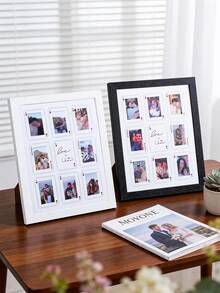 8-Grid 3-Inch Photo Poker Style Collage Photo Frame, Multi Photo Display Rack With Eight Grids, Wall Mounted And Desktop Dual-Use, Suitable For Couple Anniversaries/Wedding Memories, Home Bedroom Living Room Decoration, Romantic Gifts For Lovers - Multicolor - View 1