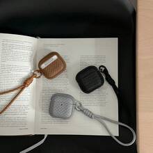 Korean Style Minimalist Rhombus Faux Leather Solid Color + Rope Earphone Case Compatible With AirPods Pro 3 New Pro 2 Protective Cover Pro Cute Apple 4 Minimalist 3 Personalized 1/2 Generation Girls Earphone Case Protective Cover Spring/Summer Earphone Case/Birthday Gift/Holiday Gift - Multicolor - View 7