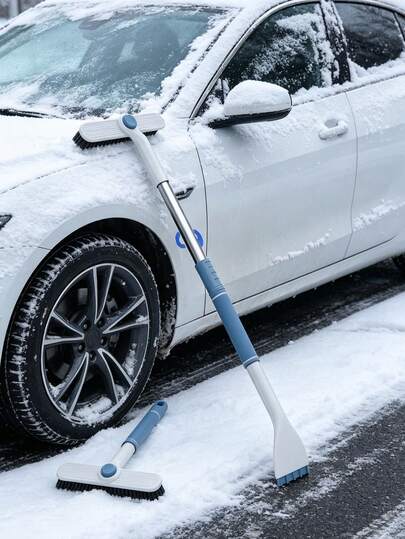 Multi-Function Car Snow Shovel, Telescopic Aluminum Alloy Vehicle Snow Scraper, Car Ice Scraper Frost Remover Snow Board